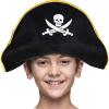 ArtCreativity Pirate Felt Hat for Kids, 1PC, Pirate Costume Hat with Skull and Cross Sword Design, Costume Prop for Halloween, Dress Up Parties, and Photo Booth, Black, White, and Gold