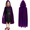 ArtCreativity Velvet Purple Hooded Cloak for Kids, 3ft Long Cloak, Dark Purple Cape with Hood and String Closure, Vampire Cape, Witches for Toddlers – Wizard Robe for Kids