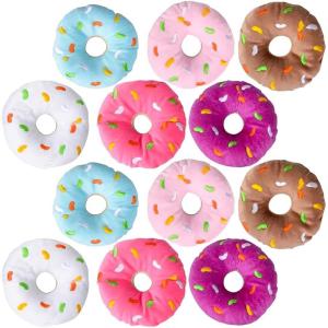 ArtCreativity Plush Donuts for Kids, Set of 12, Soft Stuffed Donut Toys in Assorted Colors, Cute Party Supplies, Easter Basket Fillers, 5 Inch