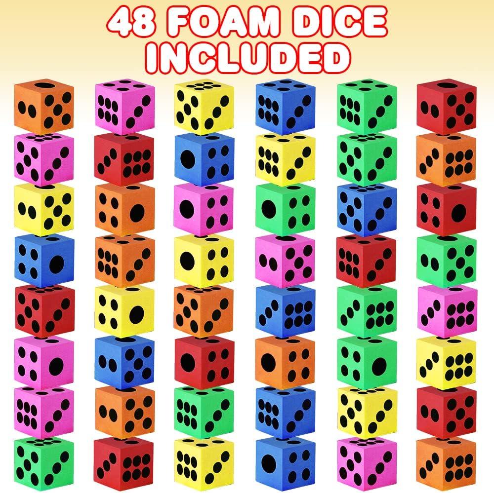 imageArtCreativity Foam Dice for Kids Bulk Set of 48 15 Inch Large Multicolored Hexahedron Dice Great for Classroom Casino Party Decorations Board Games48 Pack
