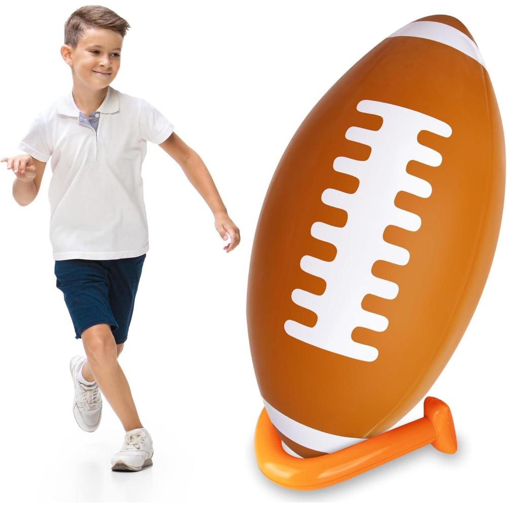 imageArtCreativity 36quot Giant Jumbo Inflatable Football with Tee Stand  Large Inflatable Football for Sports Party Decorations  Blow Up Foot Ball Decor for Tailgates  Game Day Party Supplies
