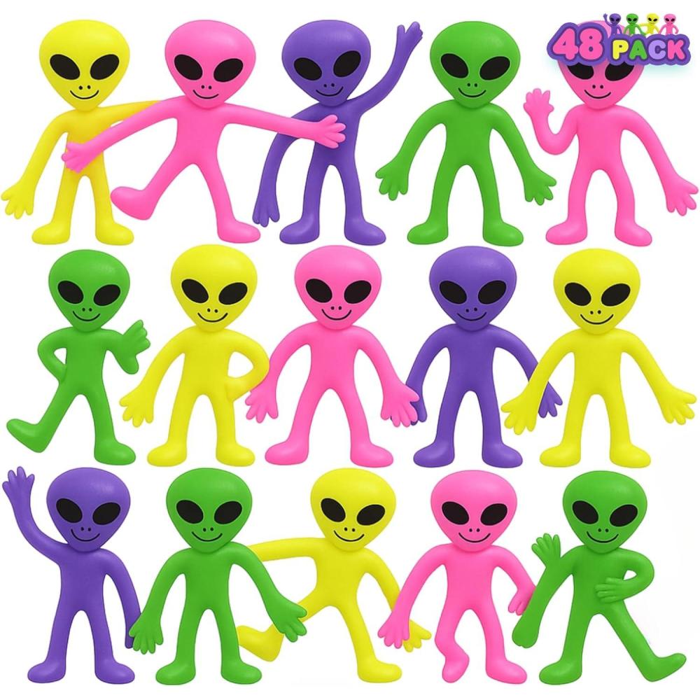imageArtCreativity Bendable Alien Toys Set of 48 Mini alien figures Bendy Toy for Kids Alien Party Favors Birthday Party Favor Goodie Bag Stuffers Piata Fillers Stress Relief Fidget Toys for Kids