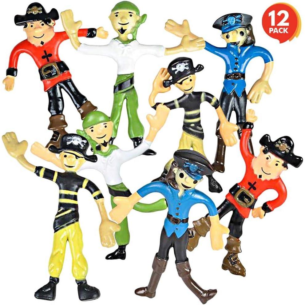 imageArtCreativity Bendable Pirate Figures Set of 12 Flexible Men Birthday Party Favors for Boys ampamp Girls Stress Relief Fidget Toys for Kids and Adults Goody Bag Stuffers Piata Fillers4 inches