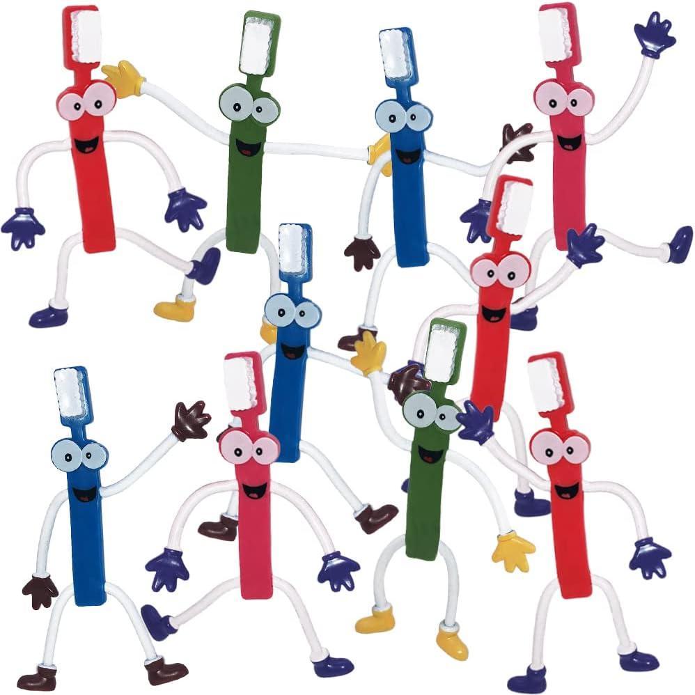 imageArtCreativity Bendable Toothbrush Figures  12 Dental Toys for Kids Dentist Office Giveaways Toothbrush Toys ampamp Party Favors Stress Relief Fidget Toys Piata Fillers