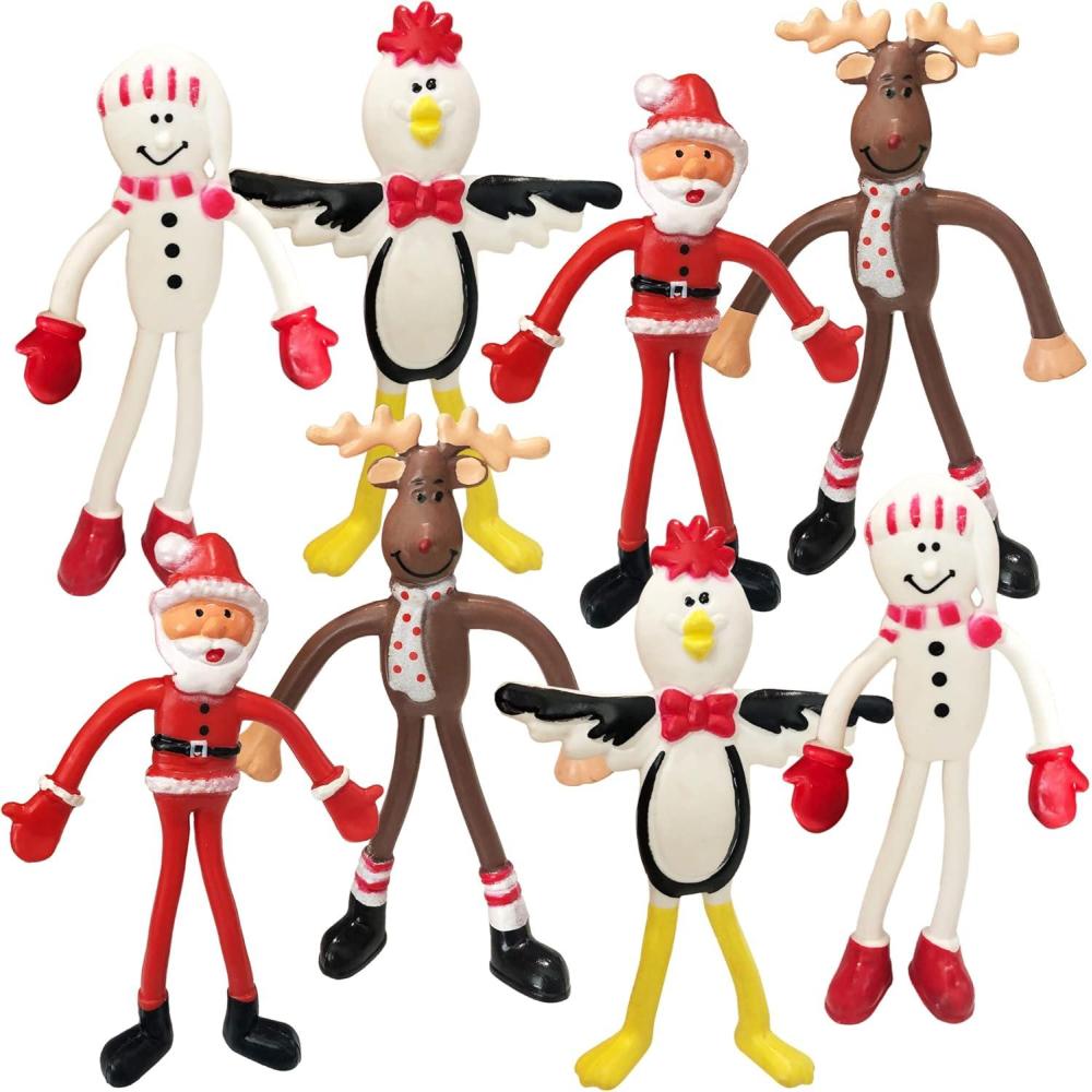 imageArtCreativity Christmas Bendable Figurines Set of 12 Fidget Christmas Toys with Reindeer Santa Snowman ampamp Penguin Characters Great as Christmas Party Favors and Holiday Stocking Stuffers for Kids