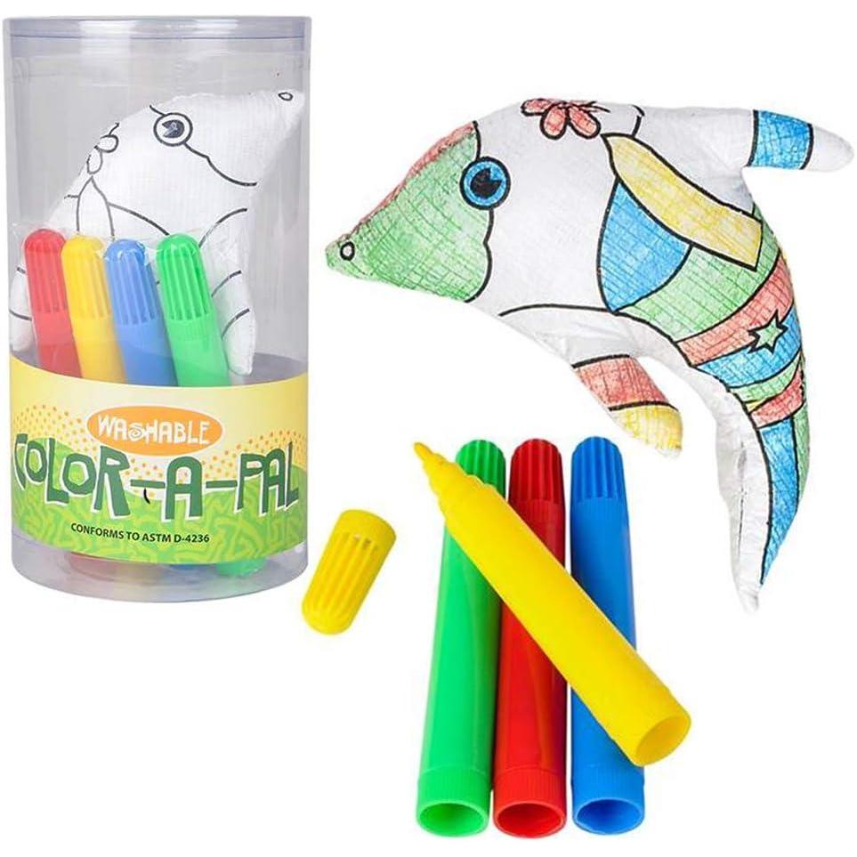 imageArtCreativity Dolphin ColorAPal Art Activity Set for Kids with 1 Dolphin Stuffed Toy and 4 Washable Magic Markers Teaches Colors and Improves Creativity Best Coloring Art Gift for Boys ampamp Girls
