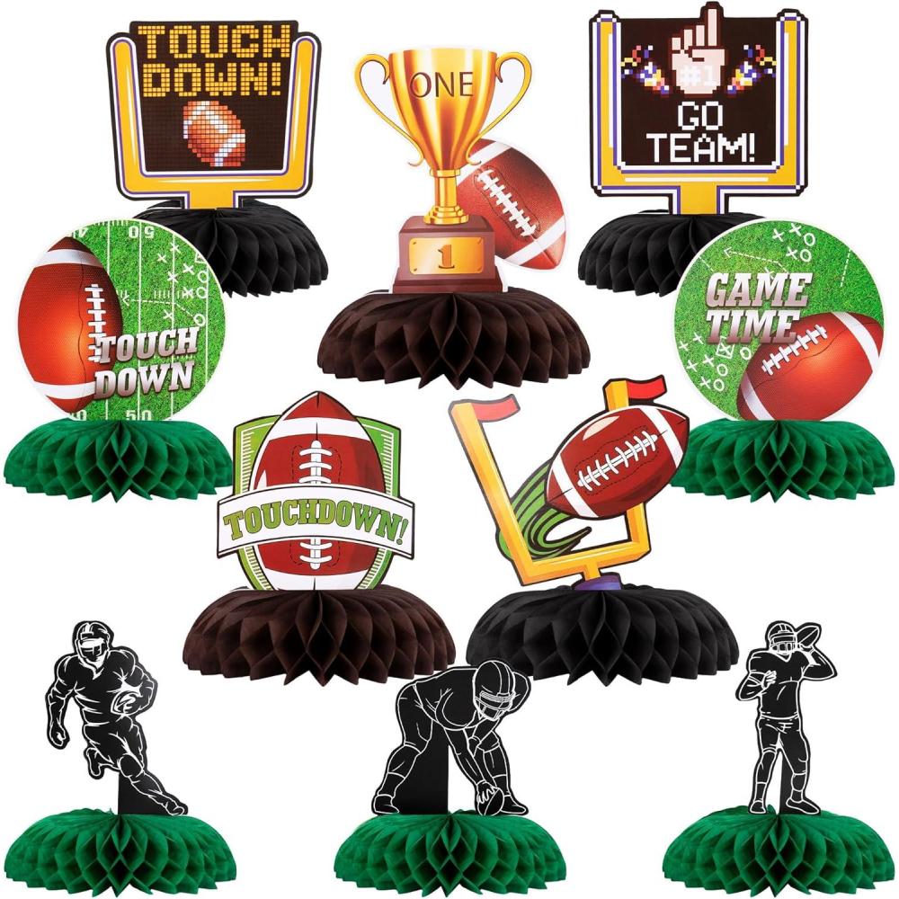 imageArtCreativity Football Centerpieces for Table  Set of 10  Sports Football Party Table Centerpiece Decoration  Football Table Party Supplies for Tailgates  Football Birthday Party Centerpiece Decor