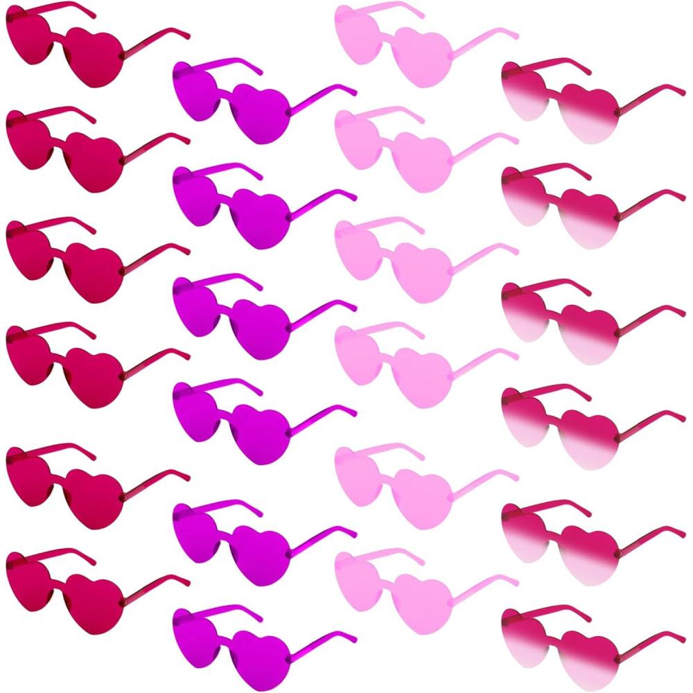 imageArtCreativity Heart Glasses Pack  24 Heart Glasses Bulk  Heart Shaped Glasses in 4 Colors  Heart Sunglasses for Women Kids Bachelorette Parties  Heart Accessories for Girls and Boys