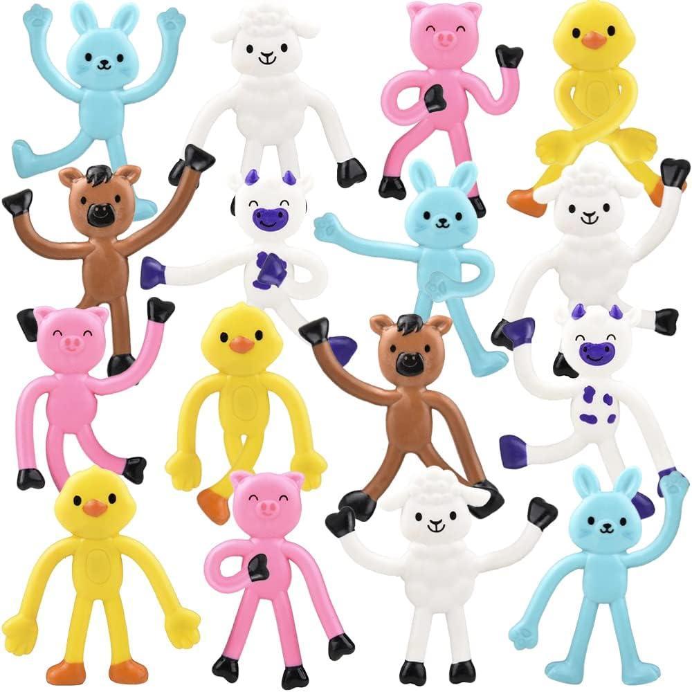 imageArtCreativity Mini Bendable Farm Animal Toys Set of 48 Barnyard Animal Toys for Kids in 6 Designs Portable Stress Relief Toy for Kids Barn Birthday Party Favors and Pinata Stuffers