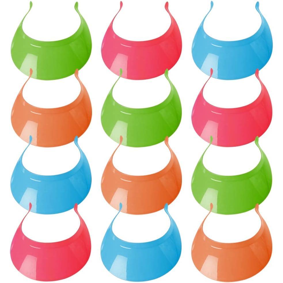 imageArtCreativity Neon Plastic Visors Set of 12 Sun Visors for Kids and Adults in Assorted Neon Colors Sun Protection Hats with a Universal Fit Outdoor Party Favors and Retro Costume Accessories