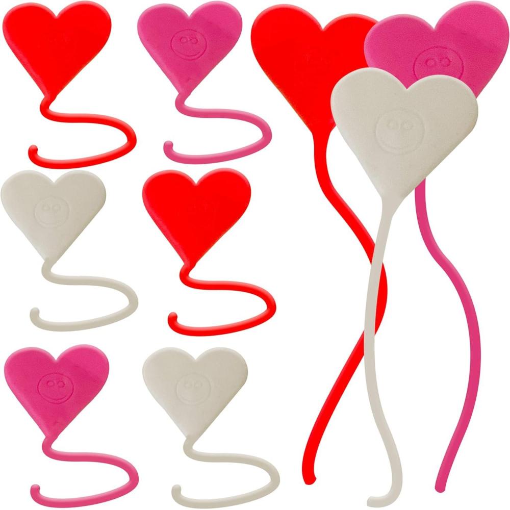 imageArtCreativity Sticky Heart Strings  Set of 48  Heart Sticky Slap Hands Toy with Smiley Face  Heart Shaped Sticky Fidget Toys for Kids Party Favors Bulk  Rewards and Prizes for Kids Classroom