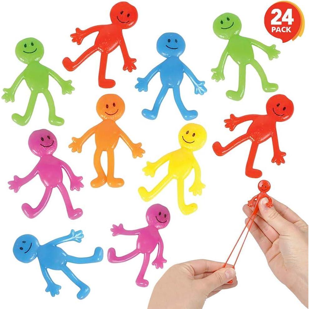 imageArtCreativity Stretchy Smile Face Men  Bulk Pack of 24  Stress Relief Fidgeting Toys for Kids andAdults 5 Vibrant Colors Sensory Toys for Autism and ADHD Fun Birthday Party Favors for Children