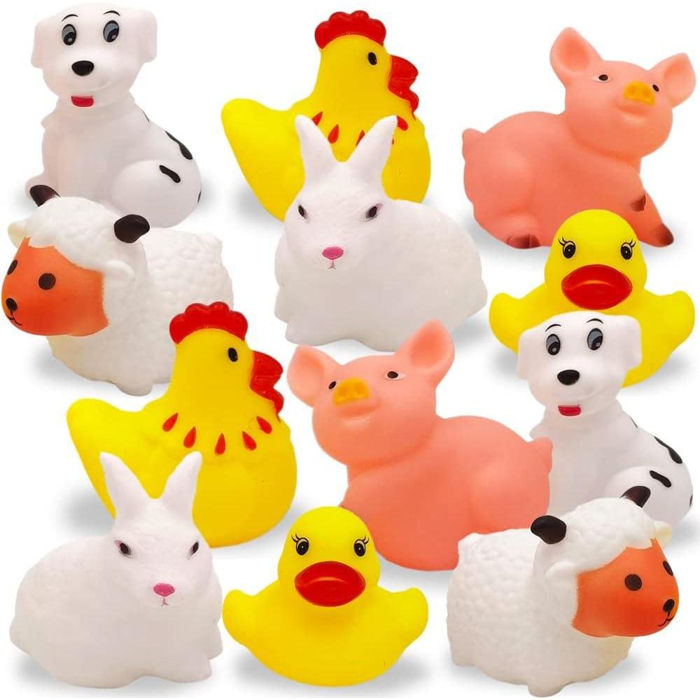 imageArtCreativity Vinyl Farm Animals Pack of 12 Assorted Squeezable Toys Farm Birthday Party Favors for Kids Fun Bath Tub and Pool Toys for Children Educational Learning Aids for Boys and Girls