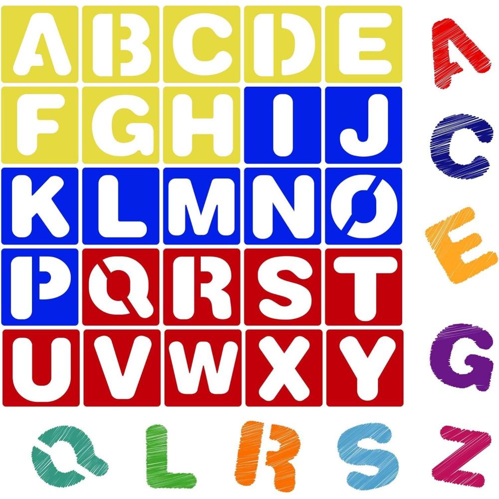 imageKarty Alphabet Letter Stencil Set for Kids and Adults  Painting Lettering and Drawing Templates  Large Plastic ABC Stencils for Protest Posters Arts and Crafts Projects  6 Inch4 Inch