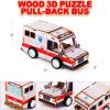 ArtCreativity 3D Puzzle Car Toy (Fire Truck) – Wooden Car Building Kit for Kids – STEM Wood Building Kit with Pullback Mechanism – Wooden Puzzle Model Car Kit – STEM Projects for Teens(Ambulance)