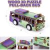 ArtCreativity 3D Puzzle Car Toy (Fire Truck) – Wooden Car Building Kit for Kids – STEM Wood Building Kit with Pullback Mechanism – Wooden Puzzle Model Car Kit – STEM Projects for Teens(Bus)