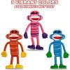 ArtCreativity 4 Inch Bendable Sock Monkey Toys – Set of 12 – Flexible Plastic – Birthday Party Favors for Boys and Girls – Stress Relief Fidget Toys for Kids