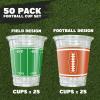 ArtCreativity 50 Pcs 16oz Football Party Cups – Football Theme Cups Party Supplies for Tailgates – Football Disposable Plastic Drink Supplies – 2 Designs for Sports Birthday Party Table Decorations