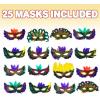 ArtCreativity Assorted Feather Mardi Gras Masks, Pack of 25, Feathered Masquerade Mardi Gras Party Favors, Supplies, and Decorations, Carnival Masquerade Costume Party Accessories for Kids and Adults