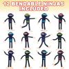 ArtCreativity Bendable Ninja Figures, Set of 12, Bendable Ninja Toys for Kids, Ninja Party Favors for Boys and Girls, Stress Relief Fidget Toys for Kids, Goodie Bag Stuffers, and Pinata Fillers
