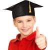 ArtCreativity Black Graduation Caps for Kids, Pack of 12, Child-Size Grad Hats for Preschool, Kindergarten Boys, Girls, Children, Comfortable Felt Graduation Caps with Yellow Tassels