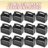 ArtCreativity Black Treat Boxes for Candy, Cookies and Party Favors – Pack of 12 Cookie Boxes, Cute Cardboard Boxes with Handles for Birthday Party Favors, Holiday Goodies