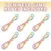 ArtCreativity Chinese Jump Ropes, Set of 6, Elastic Playground Skipping Ropes for Kids, Outdoor Toys for Girls and Boys in Rainbow Colors, Great as Goodie Bag Stuffers and Birthday Party Favors
