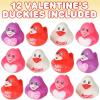 ArtCreativity Christmas Rubber Duckies for Kids, Pack of 12, Holiday-Themed Rubber Ducks for Bath or Pool, Fun Christmas Duckies Party Favors, Bulk Xmas Ducks for Cruise Ship & Events(Valentines)