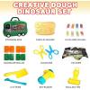 ArtCreativity Dinosaur Theme Modeling Clay Playset on Wheels, Play Dough Activity Kit with 10 Dinosaur Molding Accessories, 8 Dough Colors, & Travel Case, Safe & Non-Toxic for Kids, Great Gift Idea