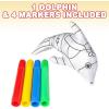 ArtCreativity Dolphin Color-A-Pal, Art Activity Set for Kids with 1 Dolphin Stuffed Toy and 4 Washable Magic Markers, Teaches Colors and Improves Creativity, Best Coloring Art Gift for Boys & Girls