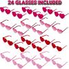 ArtCreativity Heart Glasses Pack – 24 Heart Glasses (Bulk) – Heart Shaped Glasses in 4 Colors – Heart Sunglasses for Women, Kids, Bachelorette Parties – Heart Accessories for Girls and Boys
