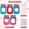 ArtCreativity Mason Jar Valentines Cards – Set of 50 – Kids Valentine Candy Jar Cards with 50 Plastic Bags and Glue – DIY Classroom Gifts Exchange Cards for Boys and Girls – School Party Favors