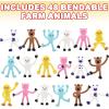 ArtCreativity Mini Bendable Farm Animal Toys, Set of 48, Barnyard Animal Toys for Kids in 6 Designs, Portable Stress Relief Toy for Kids, Barn Birthday Party Favors and Pinata Stuffers
