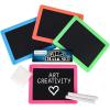 ArtCreativity Neon Chalkboard Sets for Kids, 24 Kits, 1 Mini Chalk Board, 2 Chalk Sticks, and 1 Eraser Per Kit, Art Birthday Party Favors for Boys and Girls, Unique Stationery Goodie Bag Fillers(24)