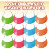 ArtCreativity Neon Plastic Visors, Set of 12, Sun Visors for Kids and Adults in Assorted Neon Colors, Sun Protection Hats with a Universal Fit, Outdoor Party Favors, and Retro Costume Accessories