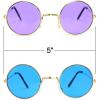 ArtCreativity Round Colored Glasses – Pack of 3 – Hippy Style Circle Shades with Gold Frame – Vintage Glasses for 60s Hippie Costume, Disco Party, for Boys and Girls – Blue, Pink, and Purple