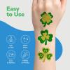ArtCreativity St Patrick’s Day Tattoos with Glitter – Set of 50 – Individual Temporary Shamrock Tattoos in 5 Designs – St. Patrick’s Day Party Favors – St Patty’s Accessories