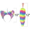 ArtCreativity Unicorn Headband & Clip-On Accessories Set for Kids & Adults, Includes Furry Ear Headband and Rainbow Tail, Cute Costume Gifts