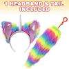 ArtCreativity Unicorn Headband & Clip-On Accessories Set for Kids & Adults, Includes Furry Ear Headband and Rainbow Tail, Cute Costume Gifts