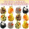 ArtCreativity Zoo Animal Rubber Duckies for Bath – Pack of 12 Cute Safari-Themed Duck Toys for Kids, Fun Bathtub and Pool Toys, Carnival Prizes, and Birthday Party Favors for Boys and Girls