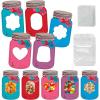 ArtCreativity Mason Jar Valentines Cards – Set of 50 – Kids Valentine Candy Jar Cards with 50 Plastic Bags and Glue – DIY Classroom Gifts Exchange Cards for Boys and Girls – School Party Favors