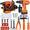 ArtCreativity Power Drill Tool Set for Kids – Pretend Playset with 2-in-1 Toy Drill with Lights, Sounds, Motion – Includes Toy Hammer, Pliers, Bolts, Screwdriver and More – Sturdy Bag for Storage