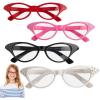 ArtCreativity Retro Cat Eye Glasses with Rhinestones – Pack of 4 – Vintage Cat Eye Fashion Eyeglasses for Women and Kids, Fun Props for 50s, 60s, Grease Theme, and Old Crazy Cat Lady Costume
