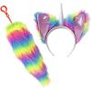ArtCreativity Unicorn Headband & Clip-On Accessories Set for Kids & Adults, Includes Furry Ear Headband and Rainbow Tail, Cute Costume Gifts