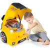 Car Engine Toy for Kids – Play School Bus Motor Mechanic Set for Kids – Complete Interactive Truck Engine with Tools, Nuts, Bolts – Take Apart Toy with Rotating Jack, Working Headlights, Car Alarm