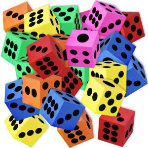 ArtCreativity Foam Dice for Kids, Bulk Set of 48, 1.5 Inch Large Multicolored Hexahedron Dice, Great for Classroom, Casino Party Decorations, Board Games(48 Pack)