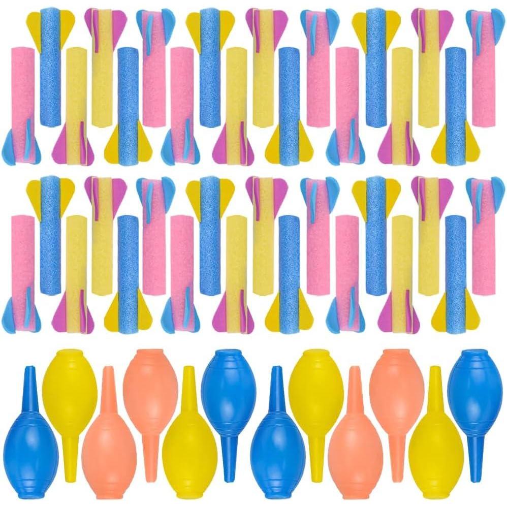 imageArtCreativity Foam Rocket Launchers 36 Rockets and 12 Squeeze Launchers Assorted Colors High Flying Fun Summer Outdoor Birthday Great Goodie Bag Filler Party Favors Prizes Easter Toys for Kids36 Pack