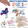 ArtCreativity DIY Wind Chime Kit for Kids – 8 Pack – Wooden Wind Chime Set with Paint Kit, Rhinestone Flower Stickers, Glitter Heart Foam Stickers, and More – Summer Arts and Crafts for Kids 3 and Up