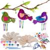 ArtCreativity DIY Wind Chime Kit for Kids – 8 Pack – Wooden Wind Chime Set with Paint Kit, Rhinestone Flower Stickers, Glitter Heart Foam Stickers, and More – Summer Arts and Crafts for Kids 3 and Up