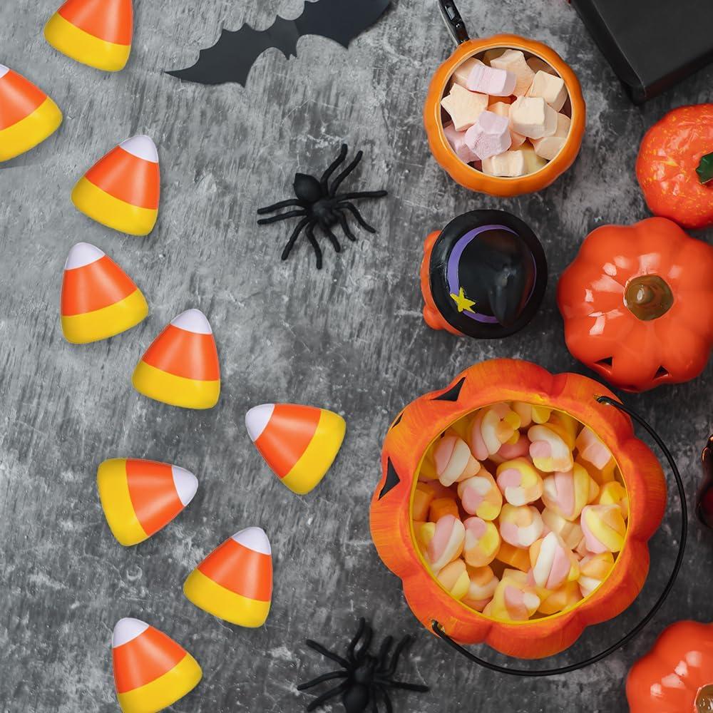 imageArtCreativity Mini Candy Corn Stress Relief Toys Set of 12 Slow Rising Squeezy Toys for Kids Halloween Party Favors and NonCandy Trick or Treat Supplies Birthday Goodie Bag Fillers